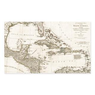 Map of the West Indies by Samuel Dunn (1774) Rectangular Sticker