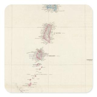 Map of the Windward Islands Square Sticker