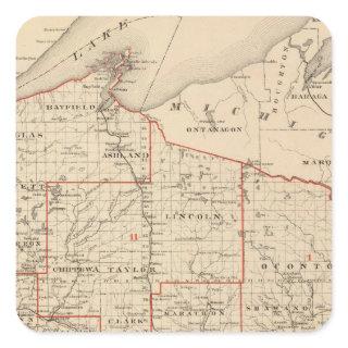 Map of Wisconsin showing senatorial districts Square Sticker