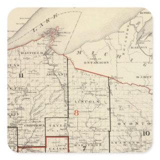 Map of Wisconsin Square Sticker