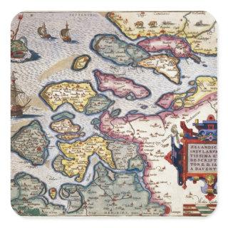 Map of Zeeland, c.1560 Square Sticker