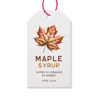 Maple syrup homemade recipe with leaves gift tags