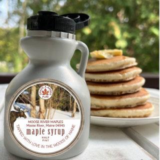 Maple Syrup Woods Moose Bucket Maple Leaf Grunge  Classic Round Sticker