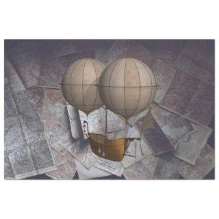 Maps Hot Air Balloon Fantasy Ship Decoupage Tissue Paper