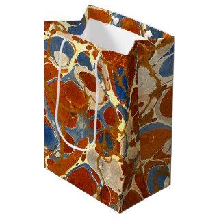 Marble Texture Pattern | Blue Red Creme Yellow Medium Gift Bag