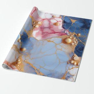 Marble Texture with Gold Accents and Blue Hues