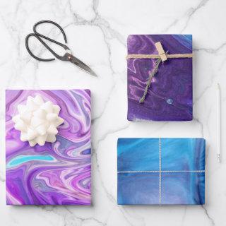 Marble Watercolor Mixed Blue, Purple, Pink   Sheets