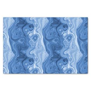 Marbled Azure Cobalt Blue White Agate Art Pattern Tissue Paper