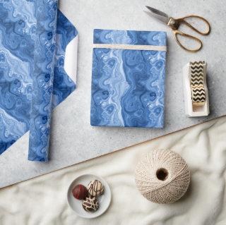 Marbled Azure Cobalt Blue White Agate Art Pattern