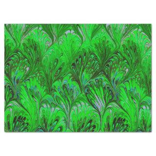 MARBLED PAPER,ABSTRACT GREEN PEACOCK PATTERN TISSUE PAPER