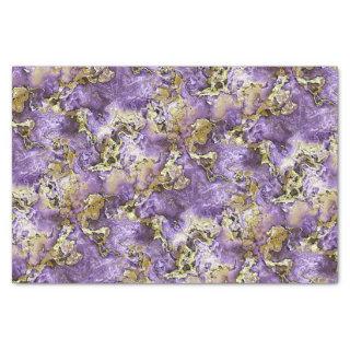 Marbled Violet Purple Faux Gold Agate Art Pattern Tissue Paper