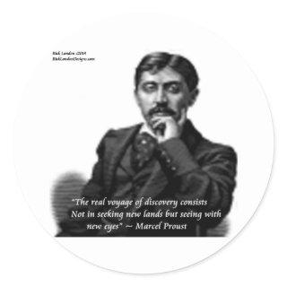 Marcel Proust & Famous Quote Classic Round Sticker