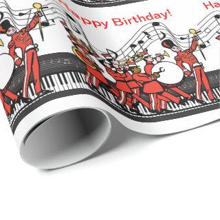 Marching Band Horns Piano and Music Note Birthday