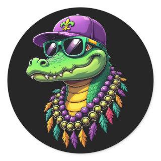 Mardi Gras Alligator Carnival New Orleans Classic Round Sticker
