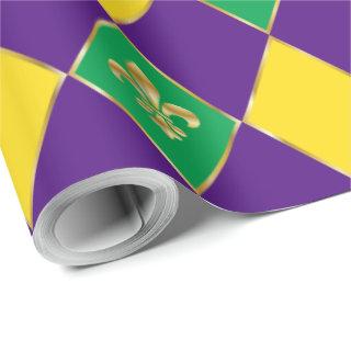 Mardi Gras Carnival Geometric Rhombus Fleur de Lis