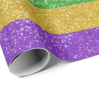 Mardi Gras Colors Glitter Horizontal Stripe Bling