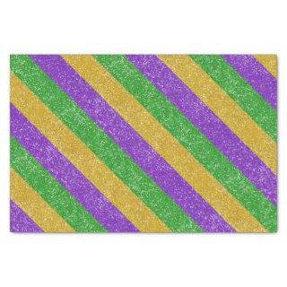 Mardi Gras Diagonal Colors Glitter Stripe Bling Tissue Paper