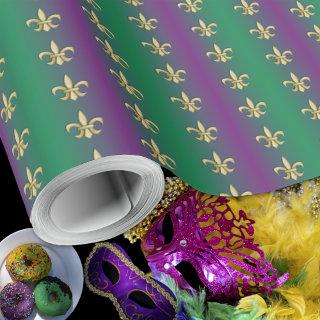 Mardi Gras Gold Fleur-De-Lis on Purple and Green
