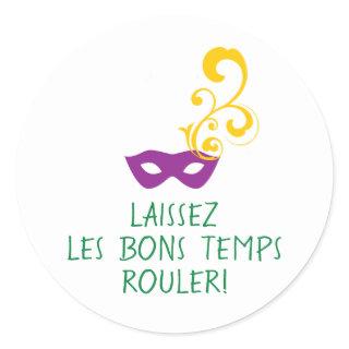 Mardi Gras Laissez Les Bon Temps Rouler, Mask Classic Round Sticker