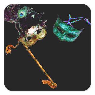 MARDI GRAS MASQUERADE SQUARE STICKER