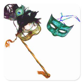 MARDI GRAS MASQUERADE SQUARE STICKER