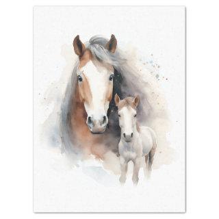 Mare and Foal Watercolor Decoupage Tissue Paper