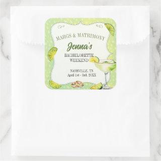 Margs and Matrimony Bachelorette Party  Square Sticker