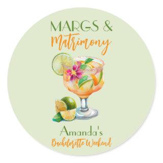 Margs and Matrimony Tequila & Fiesta Bachelorette Classic Round Sticker