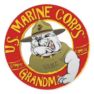 Marine Corp Grandma Classic Round Sticker