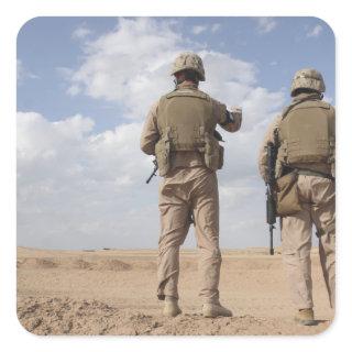 Marines scan the horizon for insurgent activity square sticker