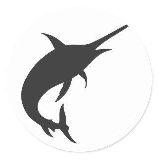 Marlin fish silhouette - Choose background color Classic Round Sticker