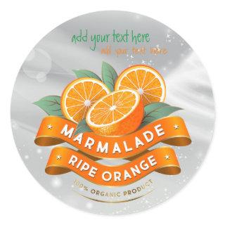 Marmalade Ripe Orange Jam Round Sticker Label
