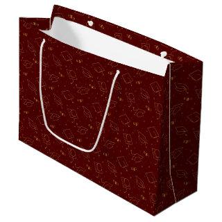 Maroon and Gold Graduation Cap Toss Large Gift Bag