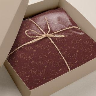 Maroon and Gold Graduation Cap Toss Tissue Paper