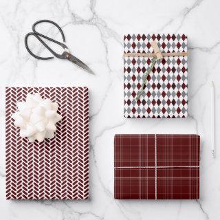 Maroon and Gray Mixed Patterns  Sheets