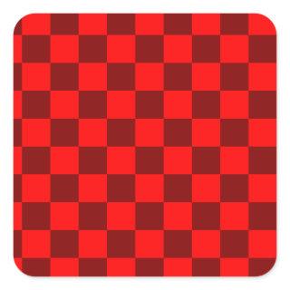 Maroon and Red Checkered Vintage Square Sticker