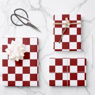 Maroon and White Checkered Vintage  Sheets