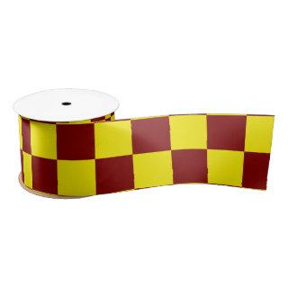 Maroon and Yellow Checkered Vintage Satin Ribbon
