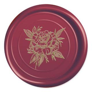 Maroon Burgundy Wax Seal Elegant Gold Rose