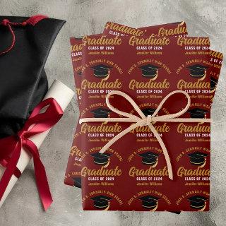 Maroon Gold Graduate Custom 2025 Graduation Party  Sheets