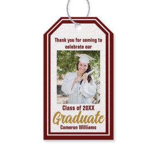 Maroon Gold Graduate Photo 2024 Custom Graduation Gift Tags