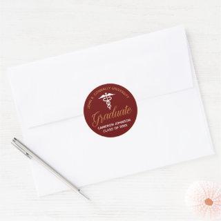 Maroon Gold Medical School Graduation Keepsake Classic Round Sticker