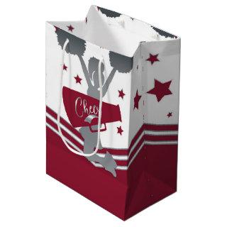 Maroon Silver Stars Cheer Cheer-leading Party Medium Gift Bag