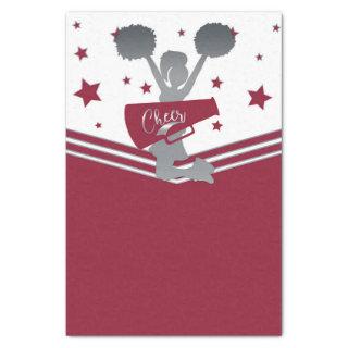 Maroon & Silver Stars Cheer Cheer-leading Party Tissue Paper
