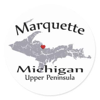 Marquette Michigan Heart Map Design Sticker