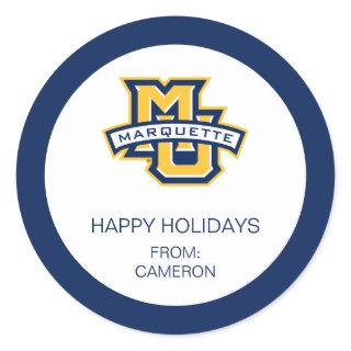 Marquette MU Logo with Wordmark Holiday Classic Round Sticker