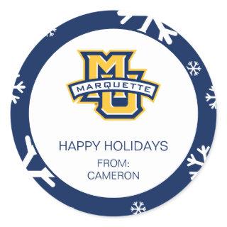 Marquette MU Logo with Wordmark Holiday Classic Round Sticker