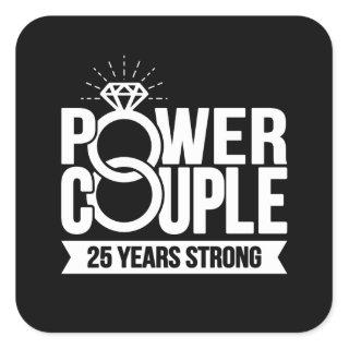 Married 25 Years Strong Couples 25th Anniversary Square Sticker