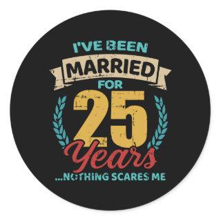 Married for 25 years silver wedding anniversary classic round sticker