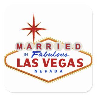 Married in Fabulous Las Vegas, Nevada neon sign Square Sticker